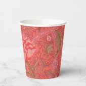 William Morris - Elegant Red & Pink Floral Papieren Bekers (Links)