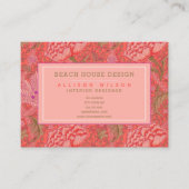 William Morris - Elegant Red & Pink Floral Visitekaartje (Voorkant)