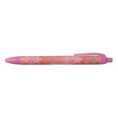 William Morris - Elegant Red & Pink Floral Zwarte Inkt Pen (Bovenkant)