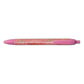 William Morris - Elegant Red & Pink Floral Zwarte Inkt Pen (Achterkant)