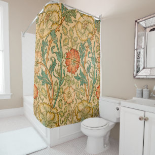 William Morris Elegant Roos Patroon Douchegordijn
