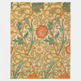 William Morris Elegant Roos Patroon Fleece Deken