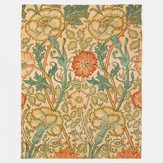 William Morris Elegant Roos Patroon Fleece Deken (Voorkant)