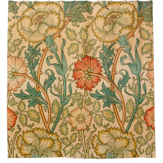 William Morris Elegant Roos Pattern Douchegordijn (Voorkant)