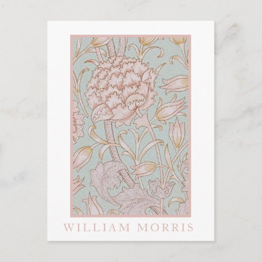 William Morris, Elegant Roze Wilde Tulpen Zacht Bl Briefkaart (Voorkant)