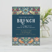 William Morris elegante blauwe Brunch uitnodiging (Staand voorkant)