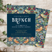 William Morris elegante blauwe Brunch uitnodiging