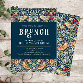 William Morris elegante blauwe brunch uitnodiging