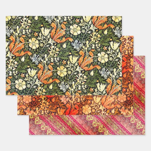 William Morris en Agra in het rood Inpakpapier Vel (Set)