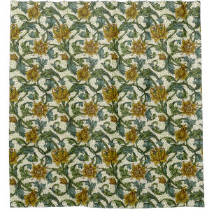 William Morris Enkele Steel Bloem Kunsttegel Douchegordijn