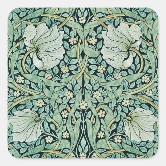 WILLIAM MORRIS ENVELOPE SEAL : FLORAL VIERKANTE STICKER (Voorkant)