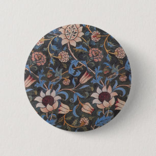 William Morris Evenlode Patroon: Vintage Stemming Ronde Button 5,7 Cm