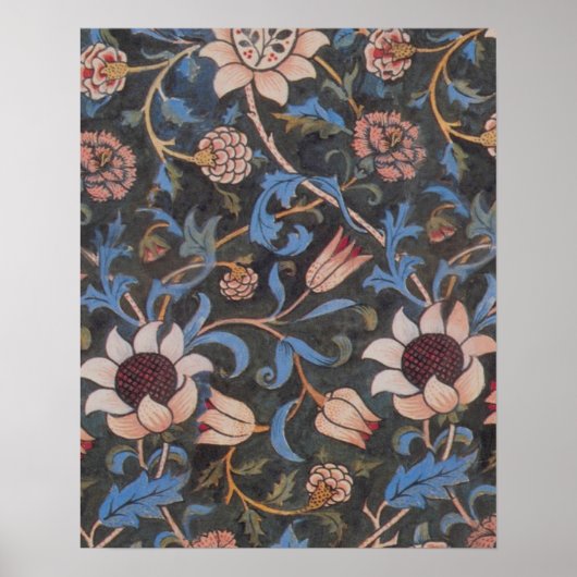 William Morris Evenlode Textiel Bloem Kunst Poster (Voorkant)