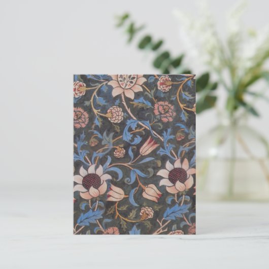 William Morris Evenlode Textile Floral Art Briefkaart (Staand voorkant)