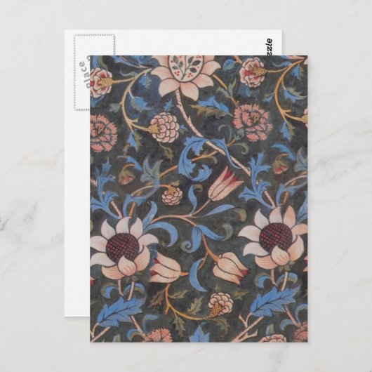 William Morris Evenlode Textile Floral Art Briefkaart (Voorkant / Achterkant)
