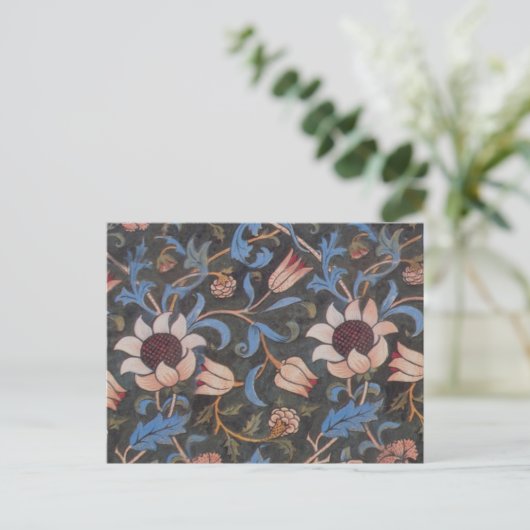 William Morris Evenlode Textile Floral Art Briefkaart (Staand voorkant)