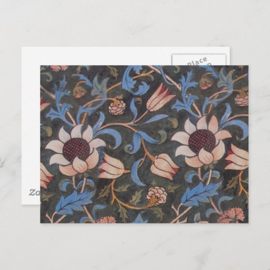 William Morris Evenlode Textile Floral Art Briefkaart (Voorkant / Achterkant)