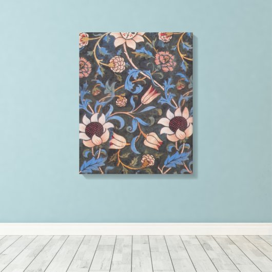 William Morris Evenlode Textile Floral Art Canvas Afdruk (Insitu (Houten vloer))