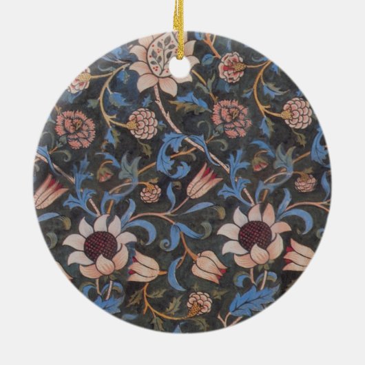 William Morris Evenlode Textile Floral Art Keramisch Ornament (Achterkant)