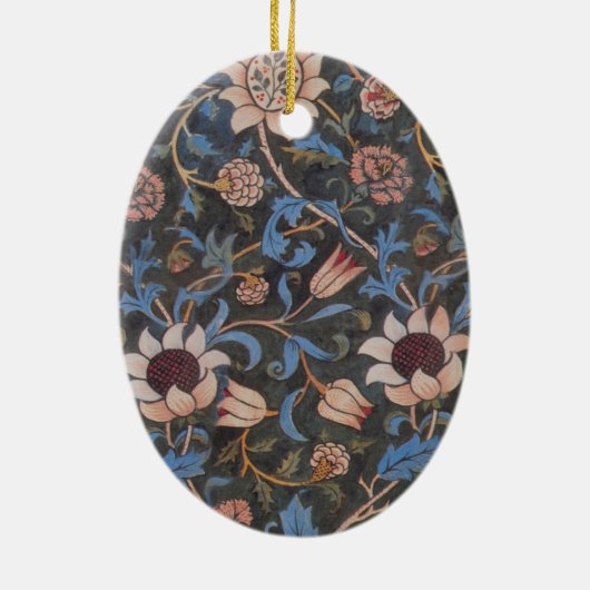 William Morris Evenlode Textile Floral Art Keramisch Ornament (Achterkant)