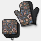 William Morris Evenlode Textile Floral Art Ovenwant & Pannenlap Set (Voorkant / Achterkant)