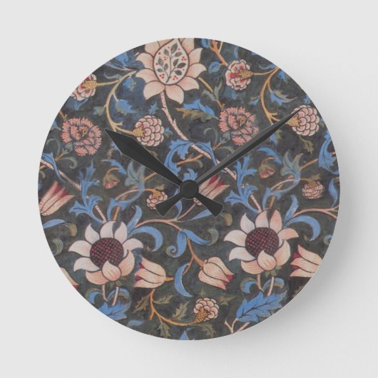 William Morris Evenlode Textile Floral Art Ronde Klok (Voorkant)