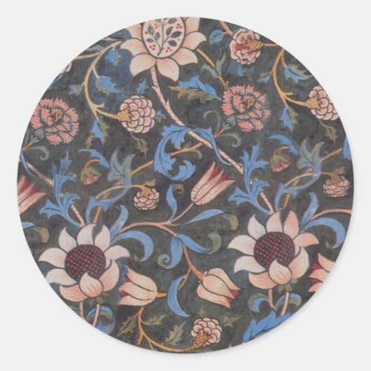William Morris Evenlode Textile Floral Art Ronde Sticker (Voorkant)