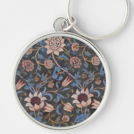 William Morris Evenlode Textile Floral Art Sleutelhanger (Voorkant)