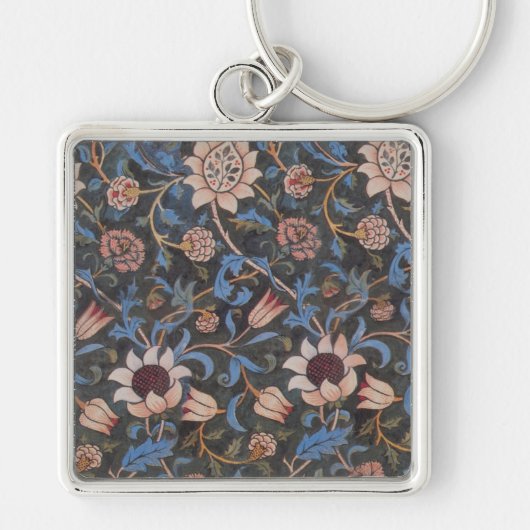 William Morris Evenlode Textile Floral Art Sleutelhanger (Voorkant)