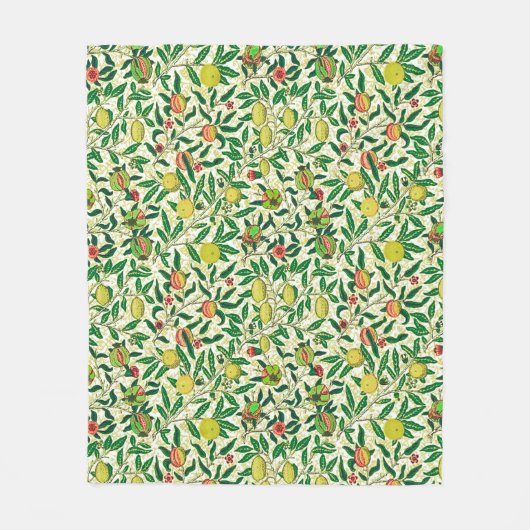 William Morris Exotic Fruit, Lemon Yellow Fleece Deken (Voorkant)