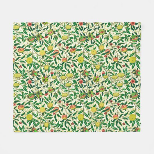 William Morris Exotic Fruit, Lemon Yellow Fleece Deken (Voorkant (Horizontaal))