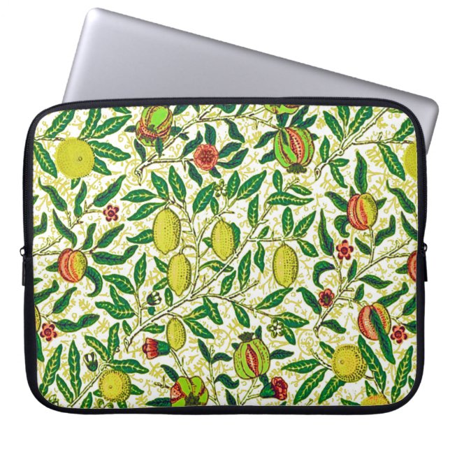 William Morris Exotic Fruit, Lemon Yellow Laptop Sleeve (Voorkant)