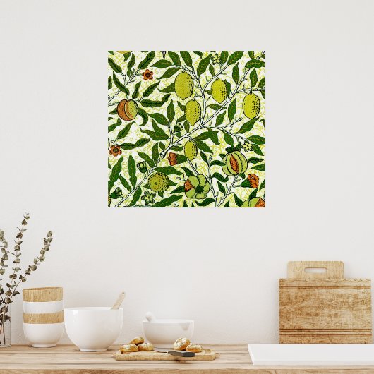 William Morris Exotic Fruit, Lemon Yellow Poster (Keuken)