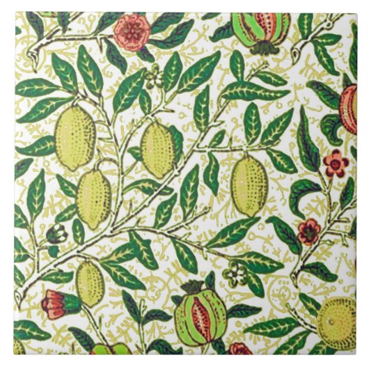 William Morris Exotic Fruit, Lemon Yellow Tegeltje (Voorkant)