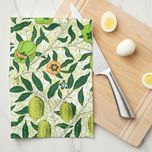 William Morris Exotic Fruit, Lemon Yellow Theedoek (Quarter Fold)