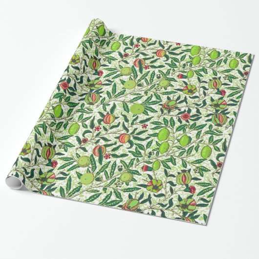 William Morris Exotic Fruit, Lime Green Cadeaupapier (Uitgerold)