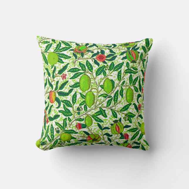William Morris Exotic Fruit, Lime Green Kussen (Voorkant)