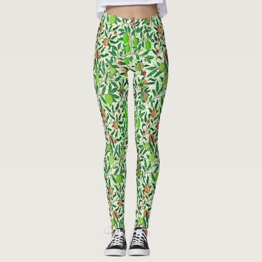 William Morris Exotic Fruit, Lime Green Leggings (Voorkant)