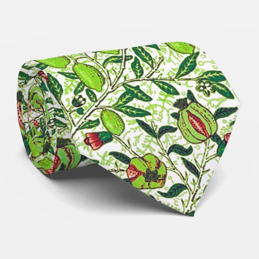 William Morris Exotic Fruit, Lime Green Stropdas (Opgerold)