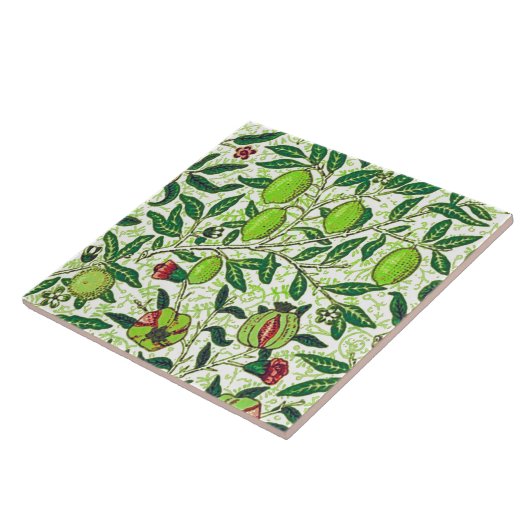 William Morris Exotic Fruit, Lime Green Tegeltje (Zijkant)