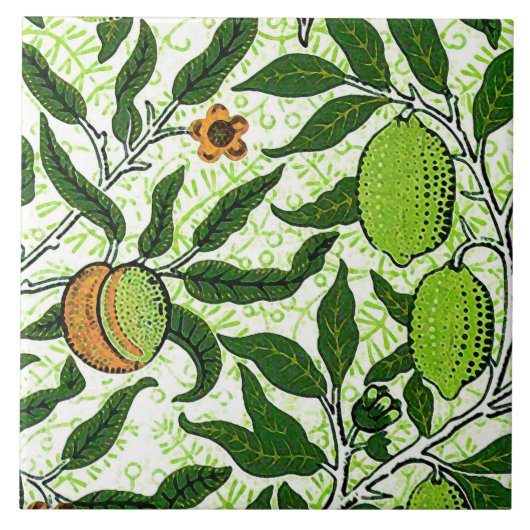 William Morris Exotic Fruit, Lime Green Tegeltje (Voorkant)