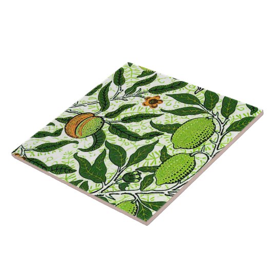 William Morris Exotic Fruit, Lime Green Tegeltje (Zijkant)