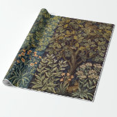 William Morris Fazant Vogel Boom Bloem Cadeaupapier (Uitgerold)