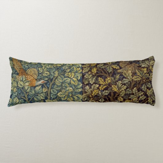William Morris Fazant Vogel Boom Bloem Lichaamskussen (Voorkant)