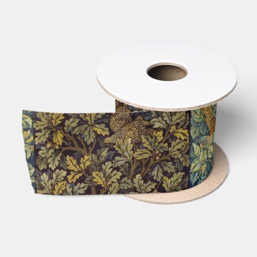 William Morris Fazant Vogel Boom Bloem Satijnen Lint (Spoel)