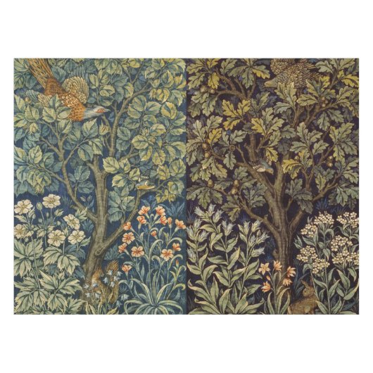 William Morris Fazant Vogel Boom Bloem Tafelkleed (Voorkant (Horizontaal))