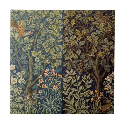 William Morris Fazant Vogel Boom Bloem Tegeltje (Voorkant)