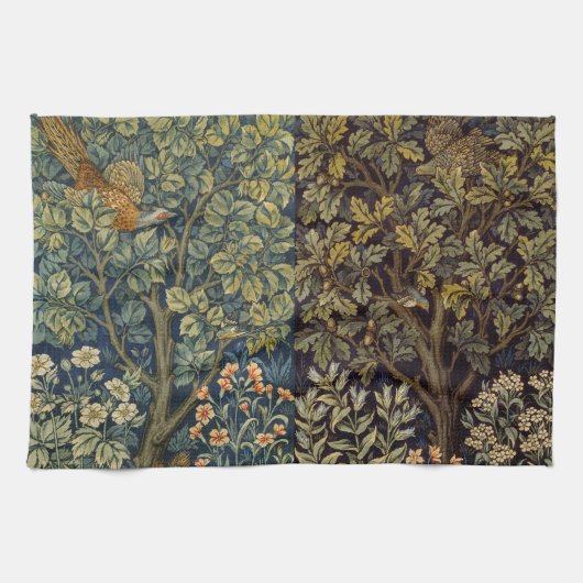William Morris Fazant Vogel Boom Bloem Theedoek (Horizontaal)