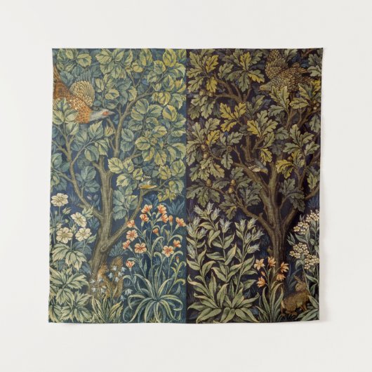 William Morris Fazant Vogel Boom Bloem Wandkleed (Voorkant)