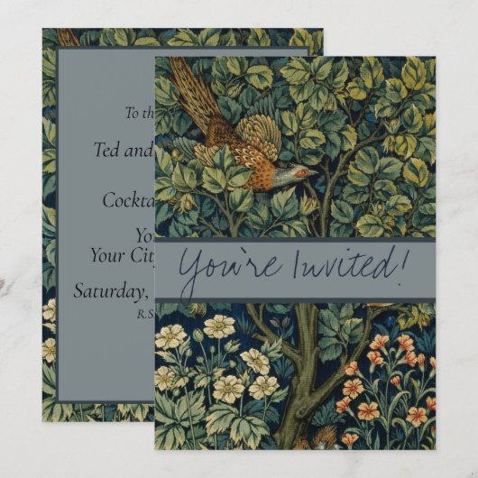 William Morris Fazant Vogel Boom Bos Kaart (Voorkant / Achterkant)